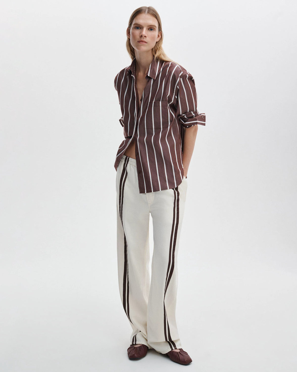 Ecru Sport with Brown Stripes