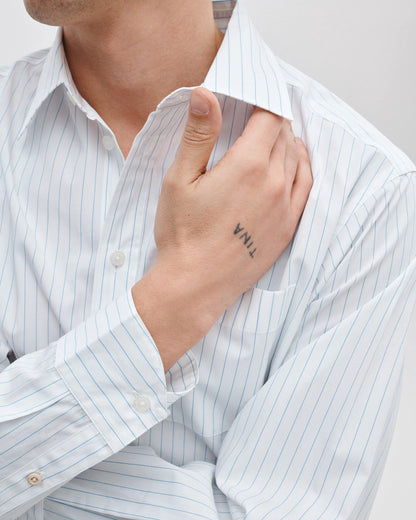 White/Blue Stripe