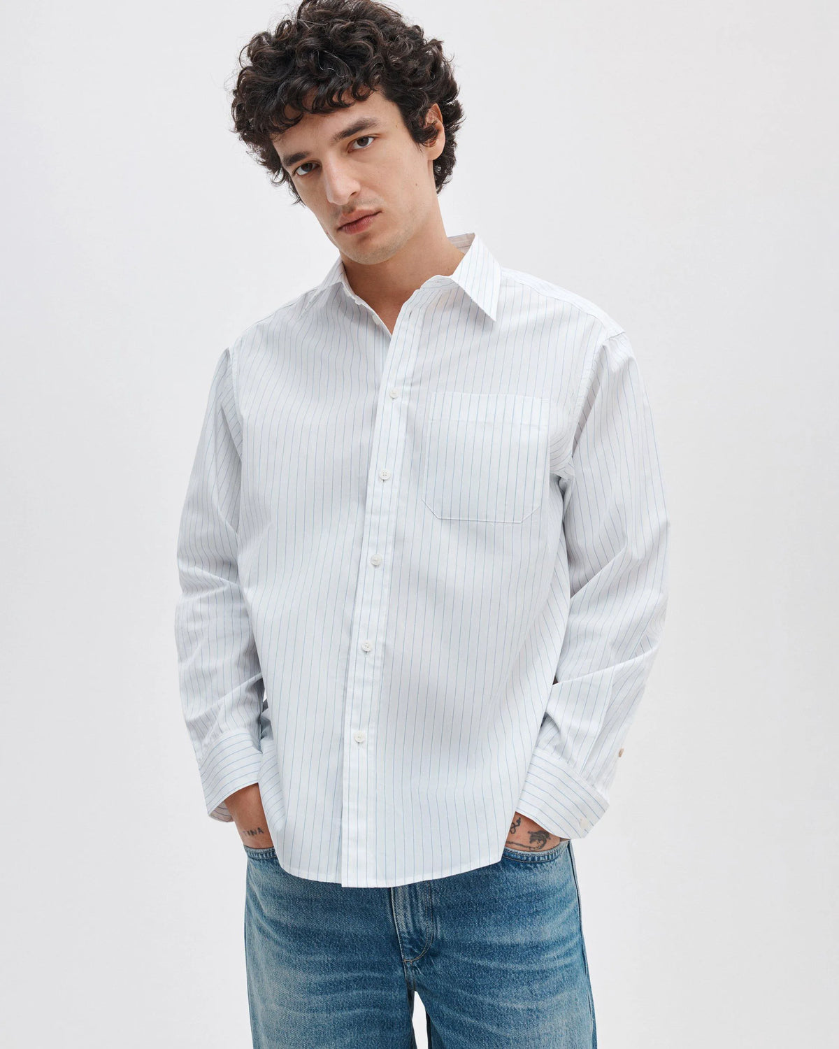 White/Blue Stripe