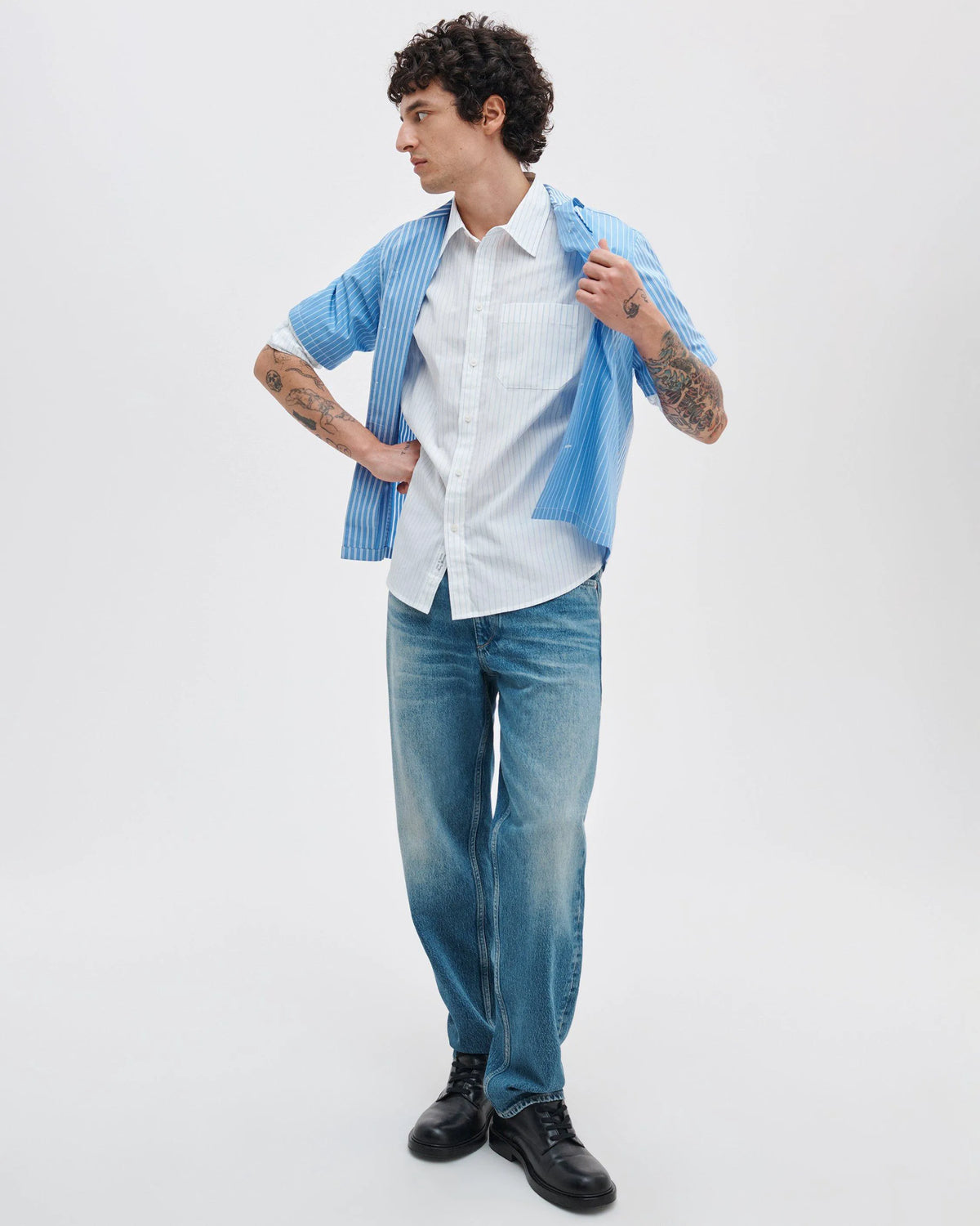 White/Blue Stripe